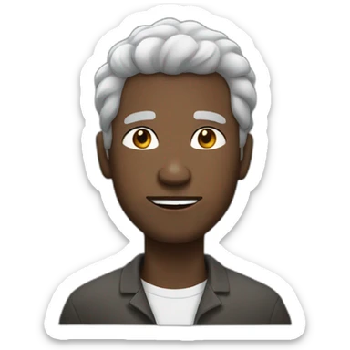 black man with grey and white hair and a goatie sticker