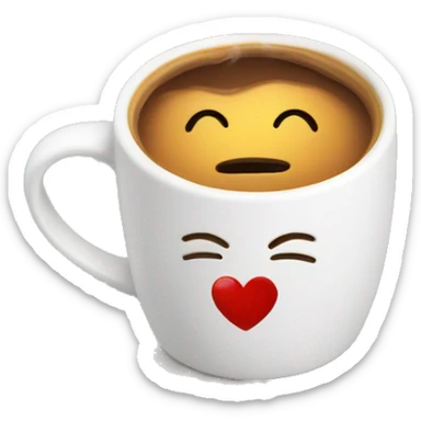 Cute coffee in a white mug with a heart on it sticker