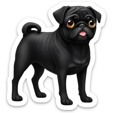 black pug with long legs sticker