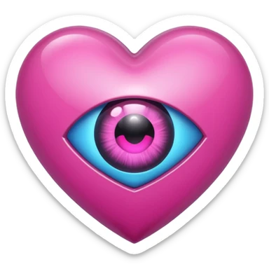 A black heart Gem with a pink eye in the center sticker