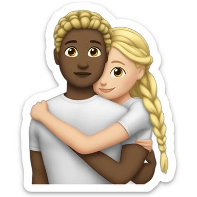 A black person with braids cuddling a Blonde white girl sticker