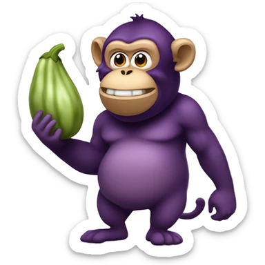 Big fat monkey eating a very big healthy eggplant and slobbering all over because it’s so healthy  sticker