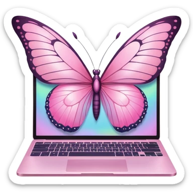 pink butterfly on laptop sticker