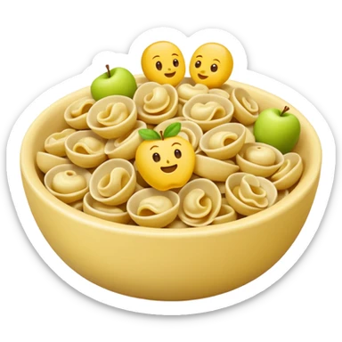 realistic, appetizing bowl of orecchiette pasta as an emoji, Apple emoji style sticker