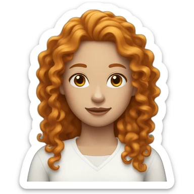 Curly ginger woman with long hair and a white band of hair sticker