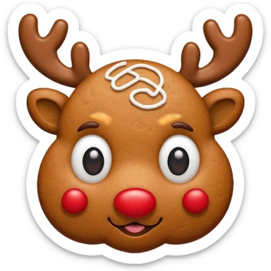 gingerbread cookie in reindeer shape sticker