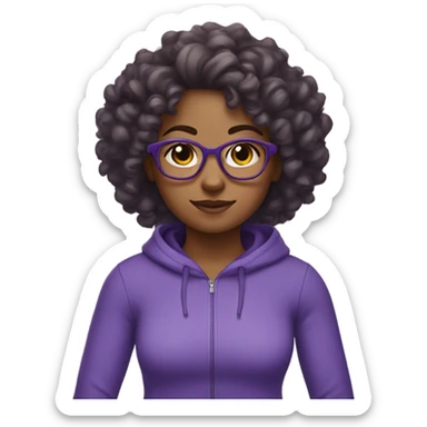 girl with glasses and curly hair in purple gym clothes  sticker