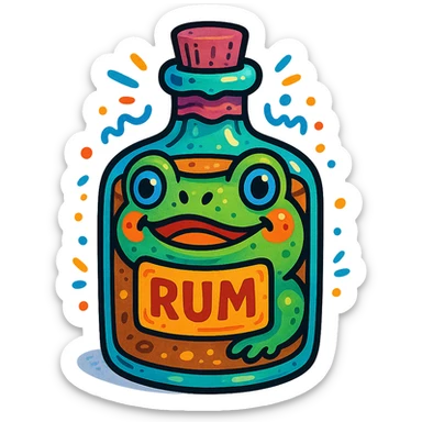 A bottle of rum in bufo style sticker