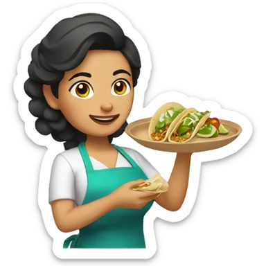 Mexican woman cooking tacos sticker