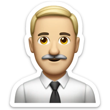 Guy with trapezoid mustache and combover haircut and a jewish person sticker