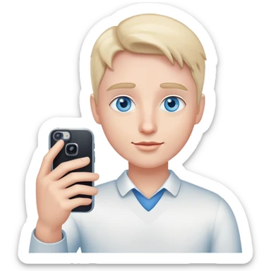 casual selfie with phone blue eyes sticker