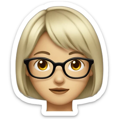 wearing glasses,bangs,Chinese girl,middle hair sticker