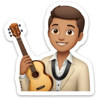 Musician with a confident smile looking up sticker