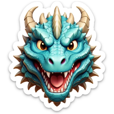 Cinematic Comical Giant Rock Dragon Portrait Emoji, Head tilted dramatically with an exaggeratedly amused expression, featuring a striking, chiseled body with bold stone textures and wide, expressive eyes brimming with playful geologic mischief; rendered with vivid, lifelike detail and dynamic, natural shadows, high shine, dramatic yet humorous, styled with an air of cheeky ancient solidity, soft glowing outline, capturing the essence of a spirited and over‐the‐top stone giant that looks ready to rumble with timeless mirth! sticker