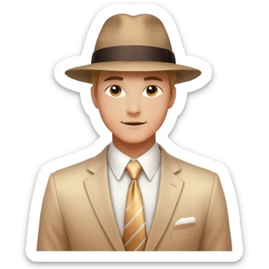 Glowing masculine energy with integrated fashion accessories like hat and tie, ethereal style inspiration, flowing aura sticker