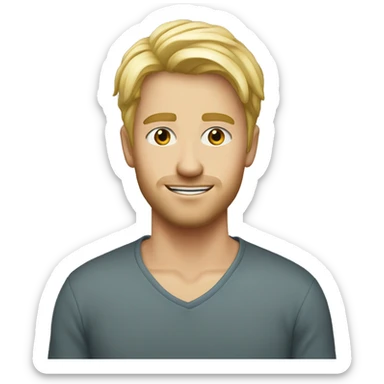 homme blond de 29 ans, cheveux court blond, yeux bleus sticker