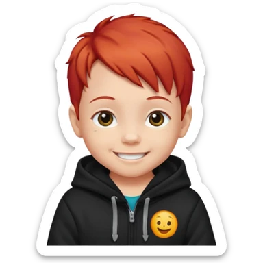 baby with red hair and black hoodie sticker