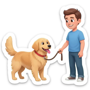 dog bringing lead to master sticker