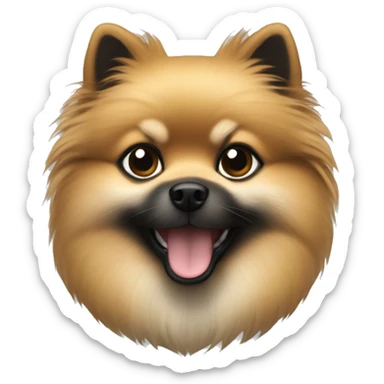 Create a pomeranian emoji in black tan coloring sticker