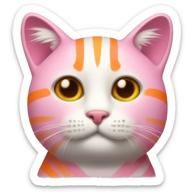 cat with pink and orange stripes  sticker