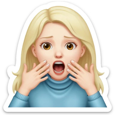 Girl with hands around her throat screaming sticker