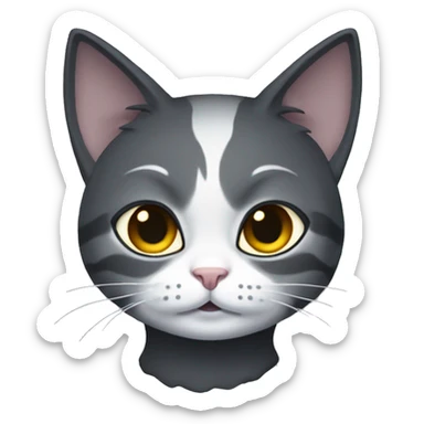 Witch with cat light skin eyeglass dark hair dark gray cats sticker