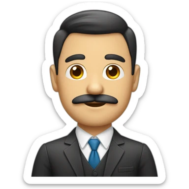 hombre de negocios que encoje los hombros con traje y sin bigotes sticker