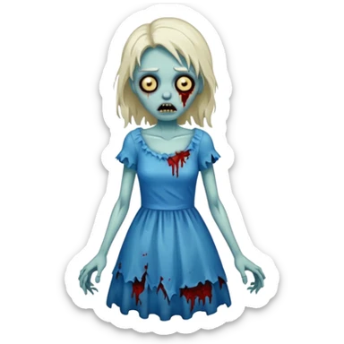 a zombie with blue dress sticker