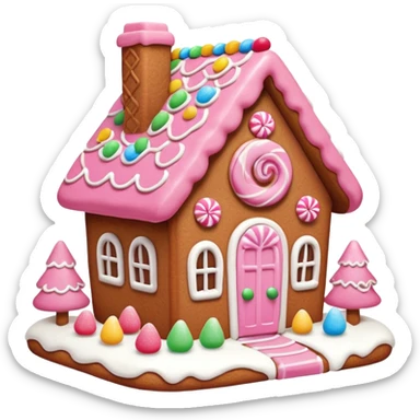 Cute pink gingerbread house sticker