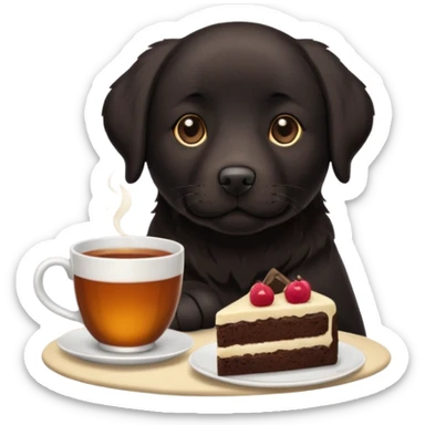 Cup of Tea cake black Labrador  sticker