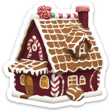 Burgundy gingerbread house sticker