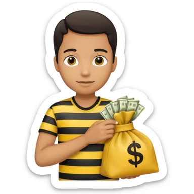 A Robber that just robes a bank** and that has yellow and black stripes that has a bag with money inside sticker