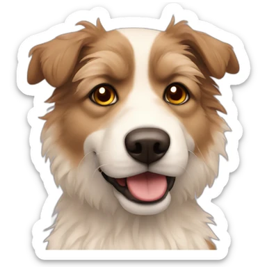 beige messy fur mixed breed brown eyes funny dog sticker