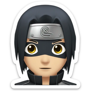 itachi uchiha wearing men silver chain,styled,cool, detailed,sharp sticker