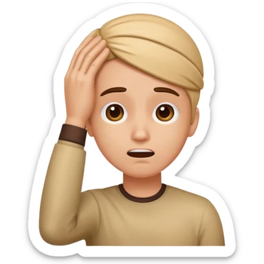 cartoon face with exaggerated fainting gesture wrist on head sticker