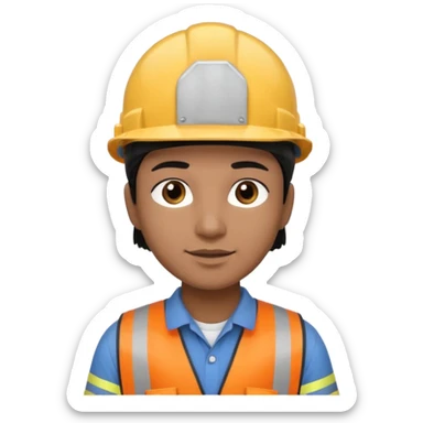 Black Construction worker with light brown skin black hair and dark brown eyes sticker
