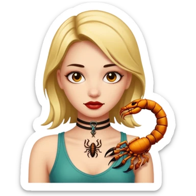 Girl with Scorpion Tattoo on the neck. sticker