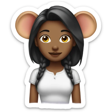 Beautiful girl with mouse ears sticker