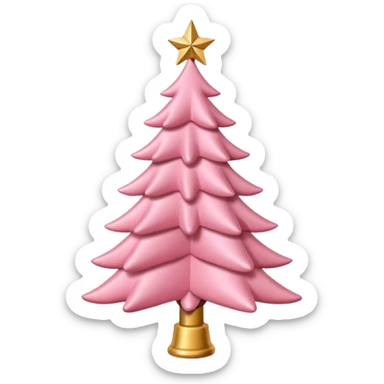 pastel pink christmas tree with red ornaments and star on top sticker