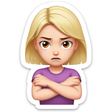 Girl mad crossing arms sticker