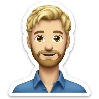 Homme cheveux blond yeux bleu legere barbe sticker