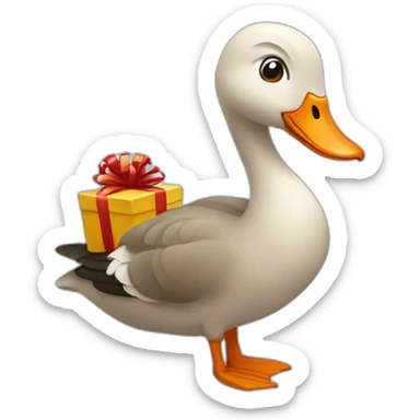 Goose with presents sticker