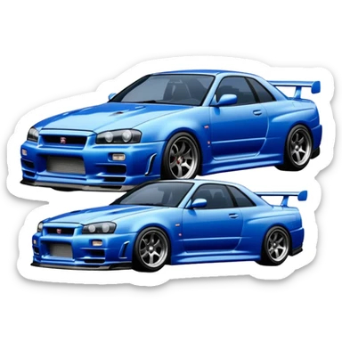 car Nissan Skyline GT-R R34 1999 like in the movie Fast and Furious  sticker