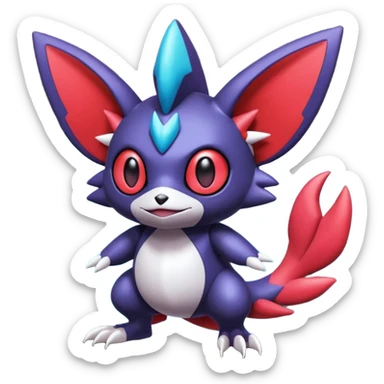  exotic tropical cyber-Litten-Stitch-Noibat-Weavile-Zangoose-Fakémon-Pokémon-Vernid-creature sticker