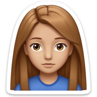 Fille châtain raie au milieu cheveux long et yeux marron et peau beige cheveux lisse pas de4iere les oreilles  sticker