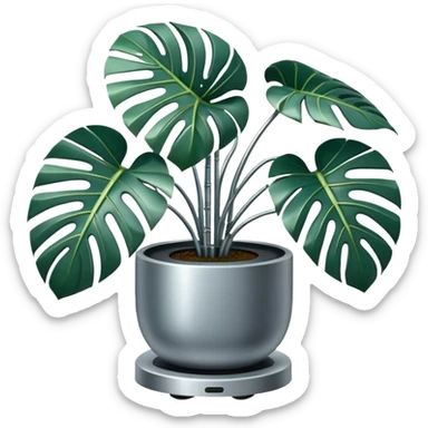 robotic monsterra sticker