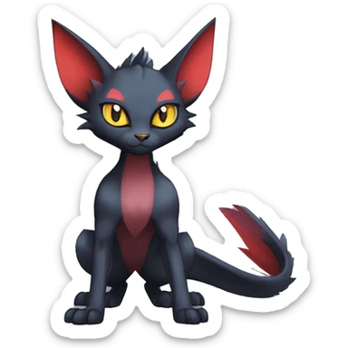 Black cool Vampiric Noivern-Zorua-Litten-Bat-Sphynx-Lykoi-Caracal-cat-Fakemon-fusion full-body sticker