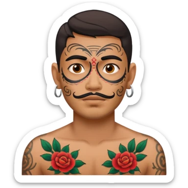 Mexican man with tattoos on his face  sticker