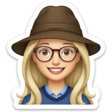 hatted womanwith glasses and long hair sticker