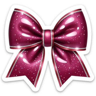 burgundy glitter bow sticker
